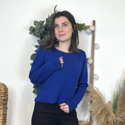 K134- Pull uni dos ouvert (Tu) - bleu-royal - taille-unique