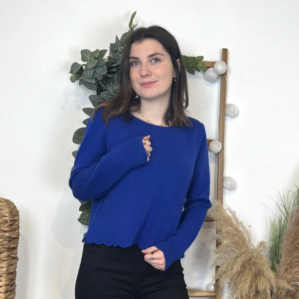 K134- Pull uni dos ouvert (Tu) - bleu-royal - taille-unique