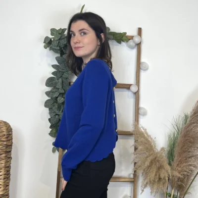 K134- Pull uni dos ouvert (Tu) - bleu-royal - taille-unique