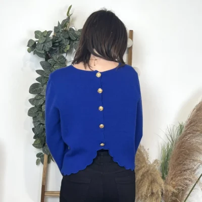 K134- Pull uni dos ouvert (Tu) - bleu-royal - taille-unique