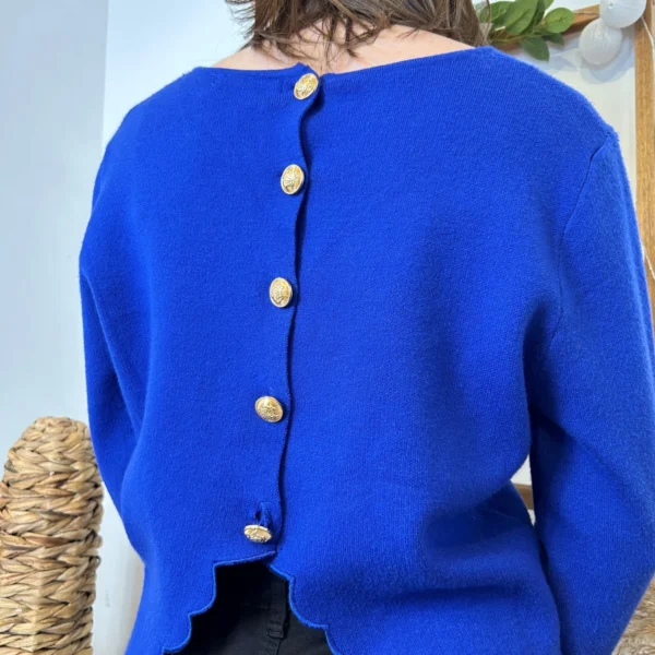 K134- Pull uni dos ouvert (Tu) - bleu-royal - taille-unique