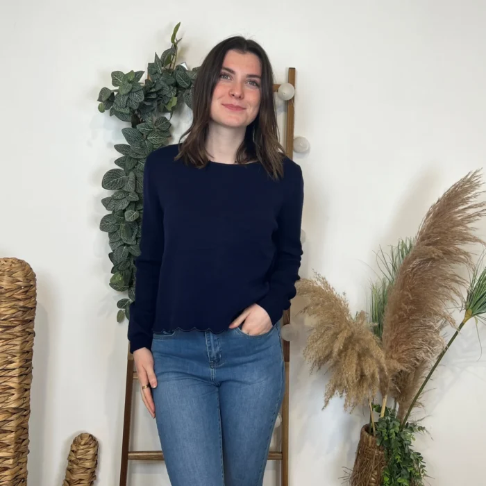 Pull uni dos ouvert (Tu) - marine - taille-unique
