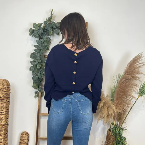 K134- Pull uni dos ouvert (Tu) - marine - taille-unique