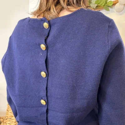 K134- Pull uni dos ouvert (Tu) - marine - taille-unique