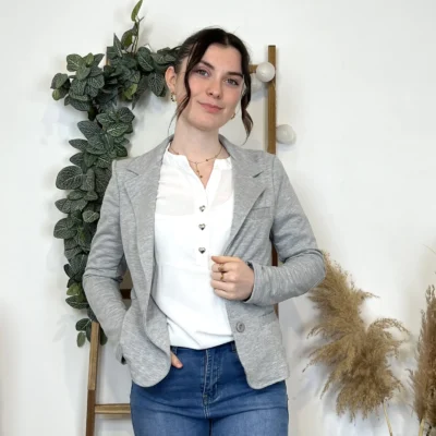 L227- Blazer coton (T36-T42) 🇮🇹 - gris - 42