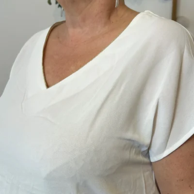 L580- Blouse dos papillon "Maëlle" (T40-T48) - blanc - 48