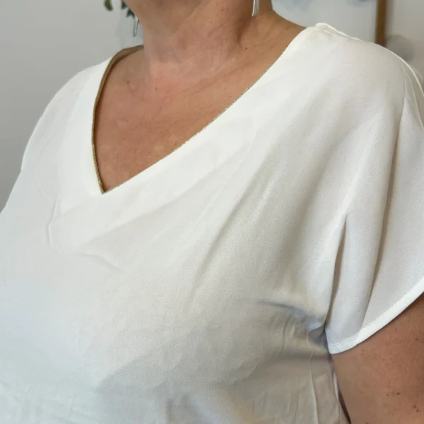 L580- Blouse dos papillon "Maëlle" (T40-T48) - blanc - 48
