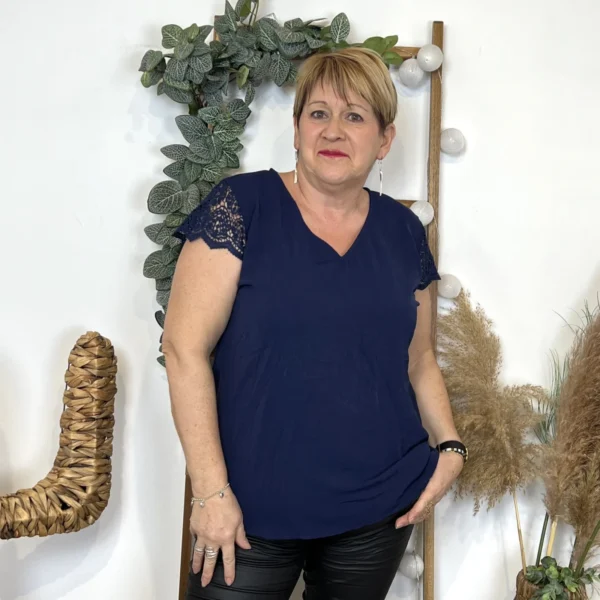 L584- Blouse unie Christy (T44-T52) - marine - 52