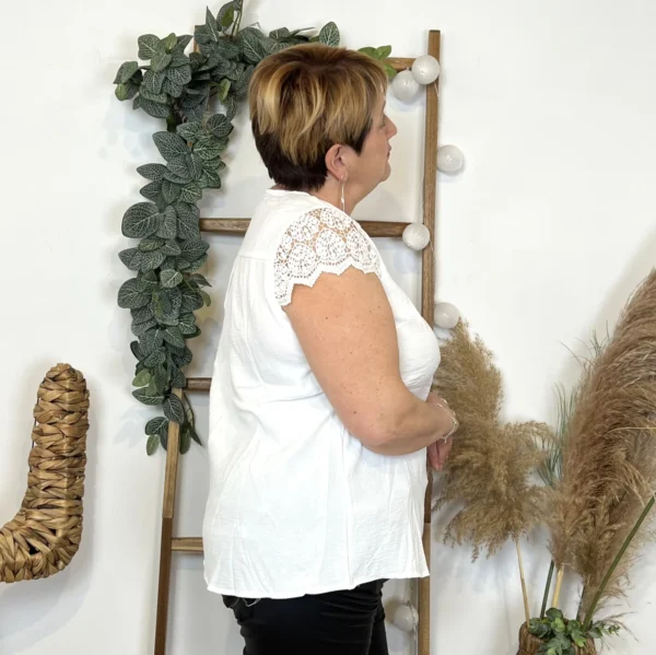 L584- Blouse unie Christy (T44-T52) - blanc - 52