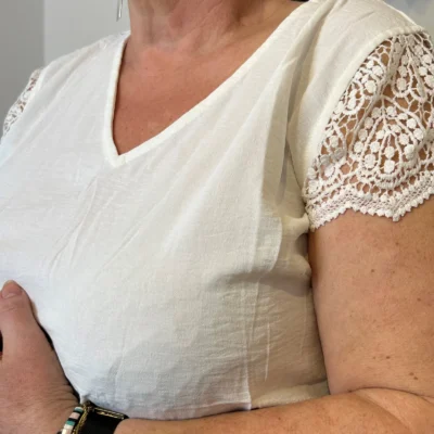 L584- Blouse unie Christy (T44-T52) - blanc - 52