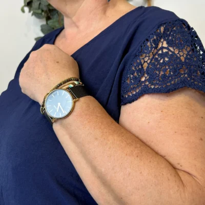 L584- Blouse unie Christy (T44-T52) - marine - 52