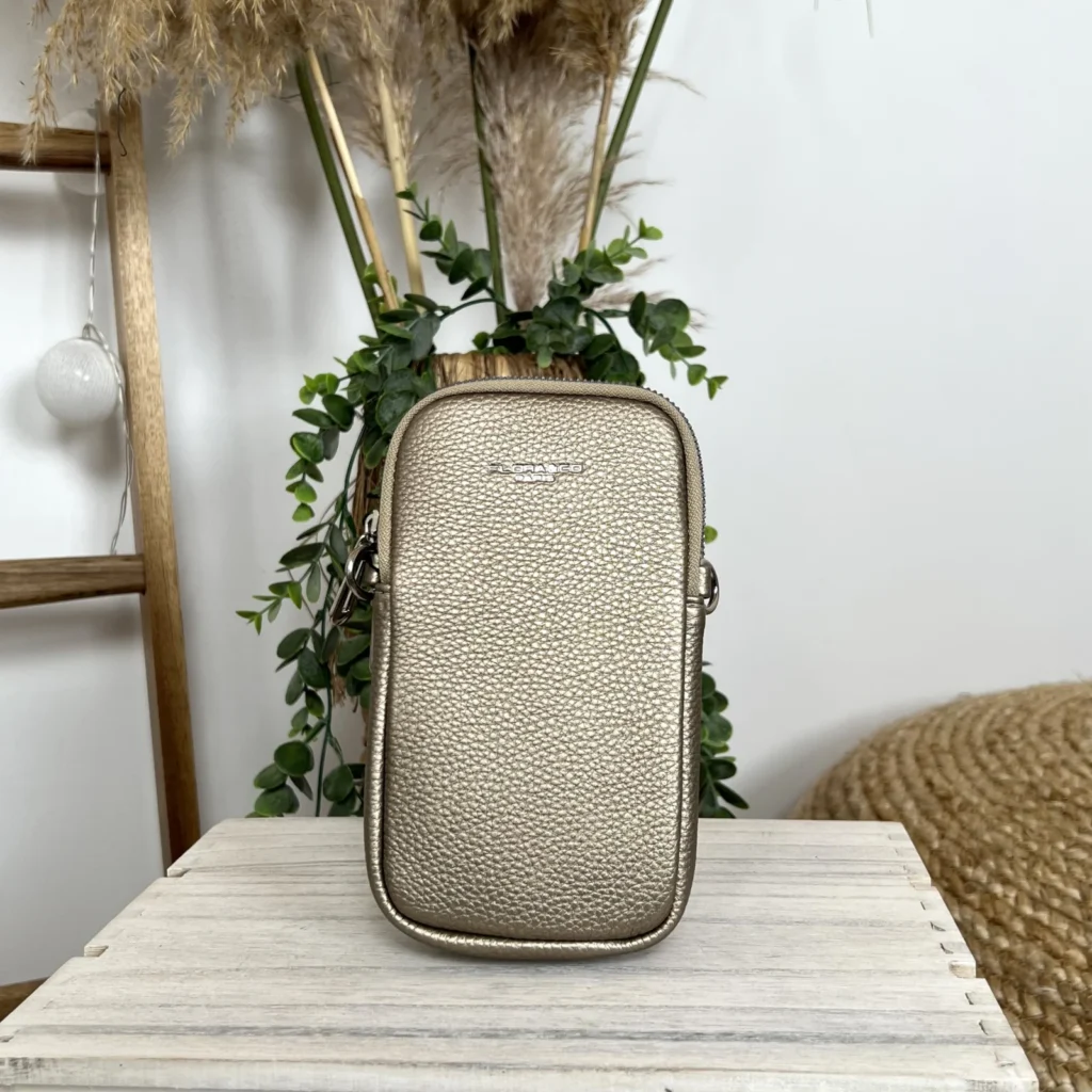P420- Pochette Téléphone - dore-taupe-metallise - sans-taille