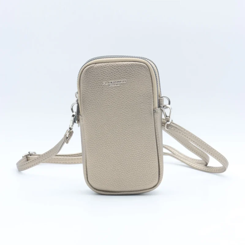 P420- Pochette Téléphone - dore-taupe-metallise - sans-taille