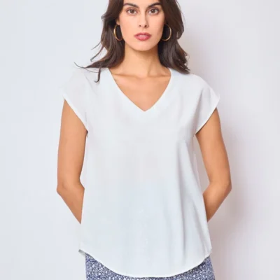 L580- Blouse dos papillon "Maëlle" (T40-T48) - blanc - 48