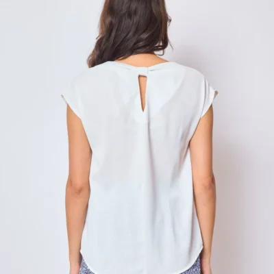 L580- Blouse dos papillon "Maëlle" (T40-T48) - blanc - 48