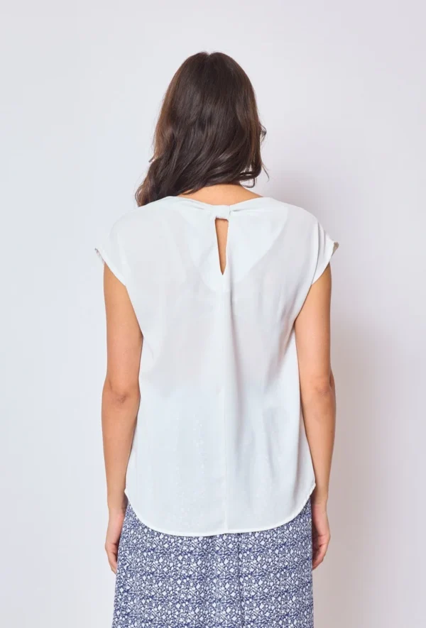 L580- Blouse dos papillon "Maëlle" (T40-T48) - blanc - 48