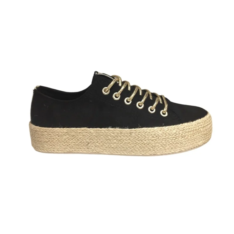Tennis lacets dorés (T36-T41) - noir - 41