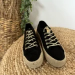 Tennis lacets dorés (T36-T41) - noir - 41