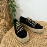 Tennis lacets dorés (T36-T41) - noir - 41