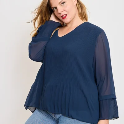 Q638- Blouse plissée “Jolies Formes” (GT)