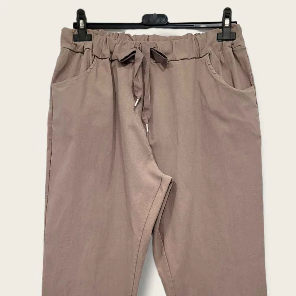 Z149- Pantalon stretch C'Mélodie 🇮🇹 - taupe - taille-unique-grande-taille