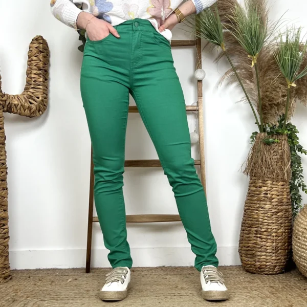 P107- Jean Slim Voggo (T36-T44) - vert-emeraude - 44