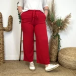 Pantalon fluide large femme T42/44-T54/56 - rouge - 40
