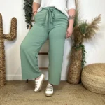 Pantalon fluide large femme T42/44-T54/56 - vert-celadon - 48