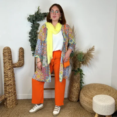 Z979- Pantalon flou large (T42/44-T54/56) - orange - 58