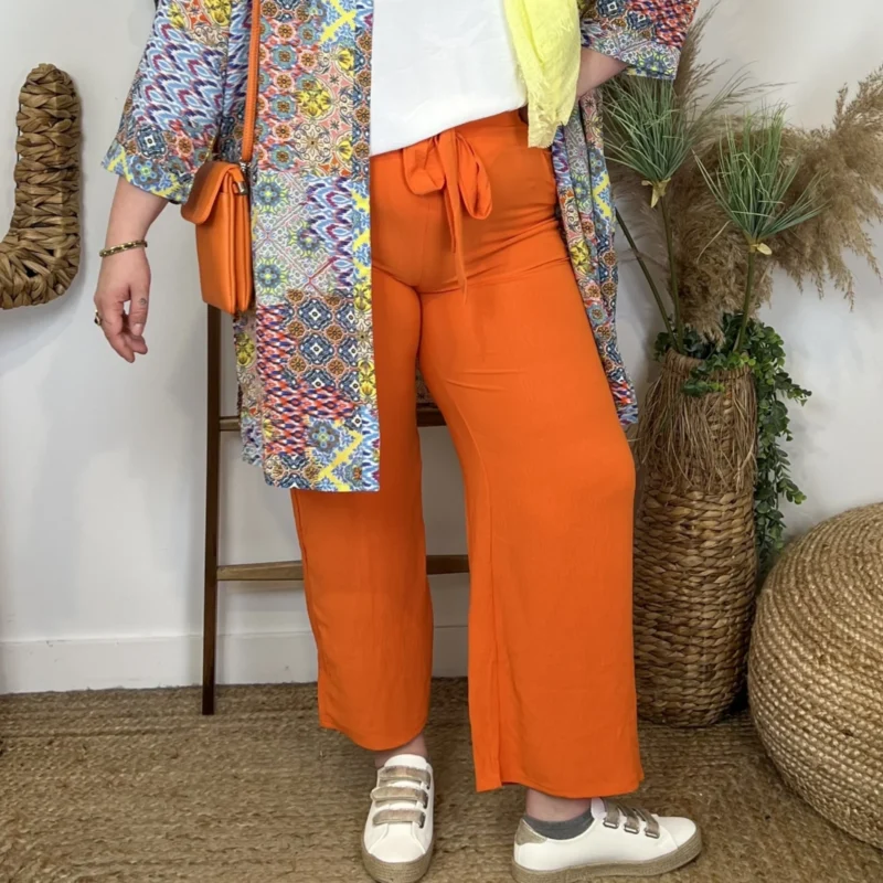 L798 - Pantalon flou large - orange - 58