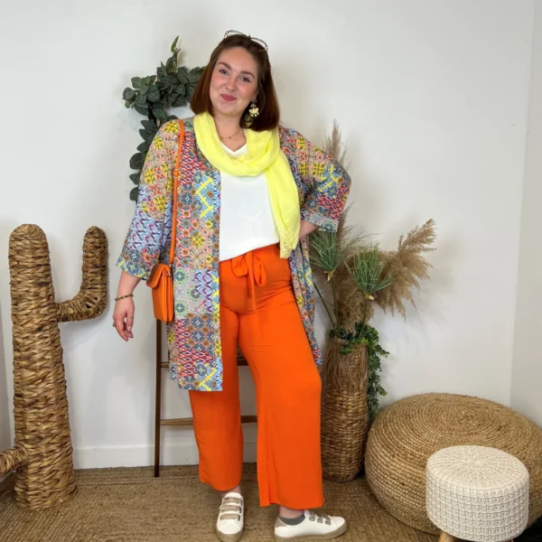 Z979- Pantalon flou large (T42/44-T54/56) - orange - 58