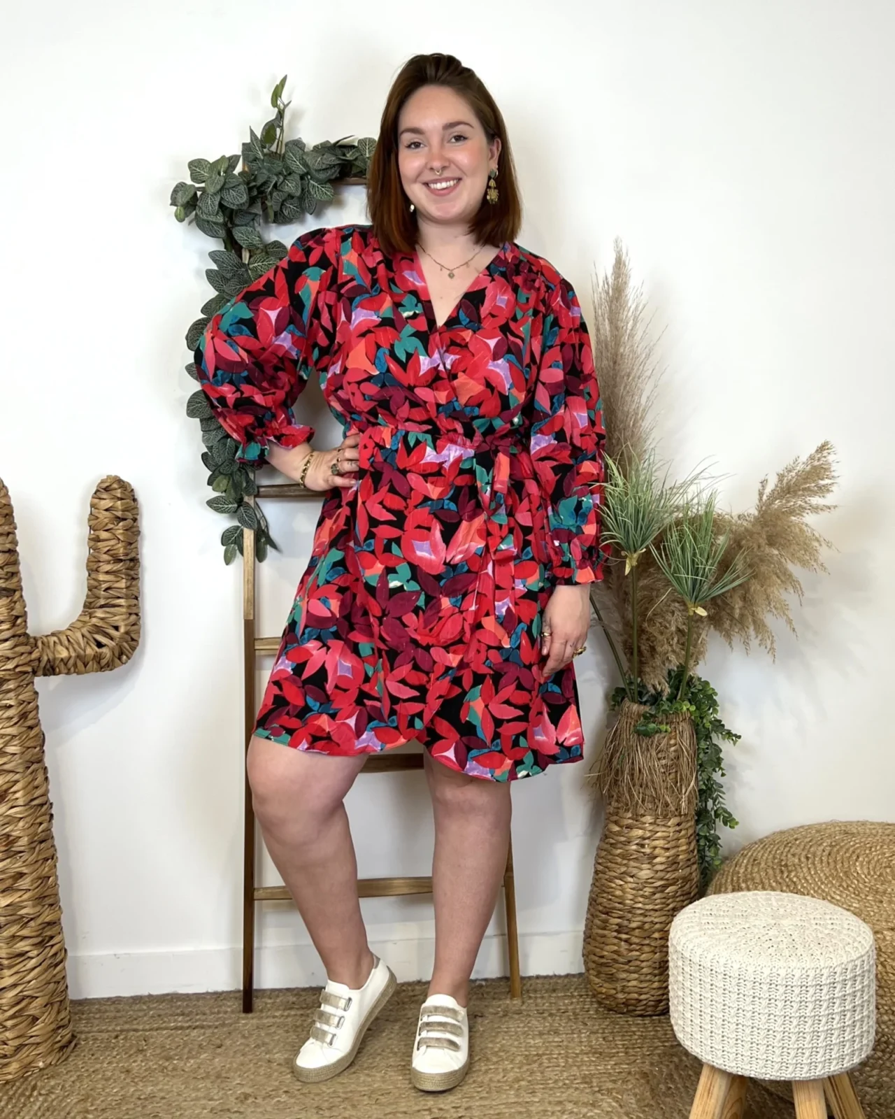 L632- Robe By One cache-coeur (T40/48) - rouge - 48