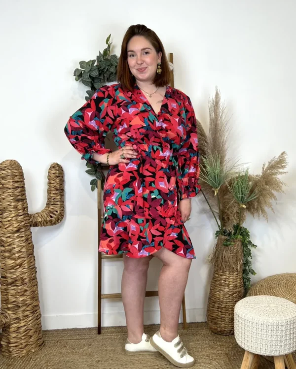 L632- Robe By One cache-coeur (T40/48) - rouge - 48