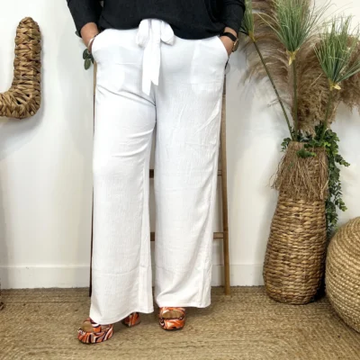 Z979- Pantalon flou large (T42/44-T54/56) - blanc - 58