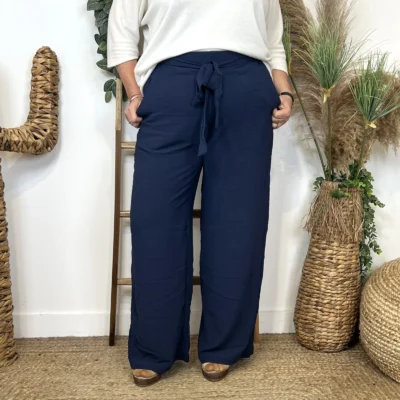 Z979- Pantalon flou large (T42/44-T54/56) - marine - 58