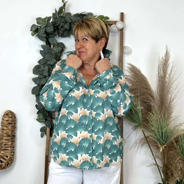 L576- Chemisier Maëlle Gingko (T40-T48) - vert-celadon - 48