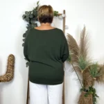 Pull femme manches chauve-souris « Jolies Formes » - kaki - taille-unique-grande-taille