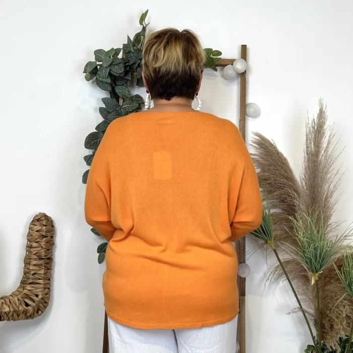 Pull femme manches chauve-souris « Jolies Formes » - orange - taille-unique-grande-taille