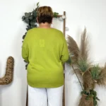Pull femme manches chauve-souris « Jolies Formes » - vert-anis - taille-unique-grande-taille