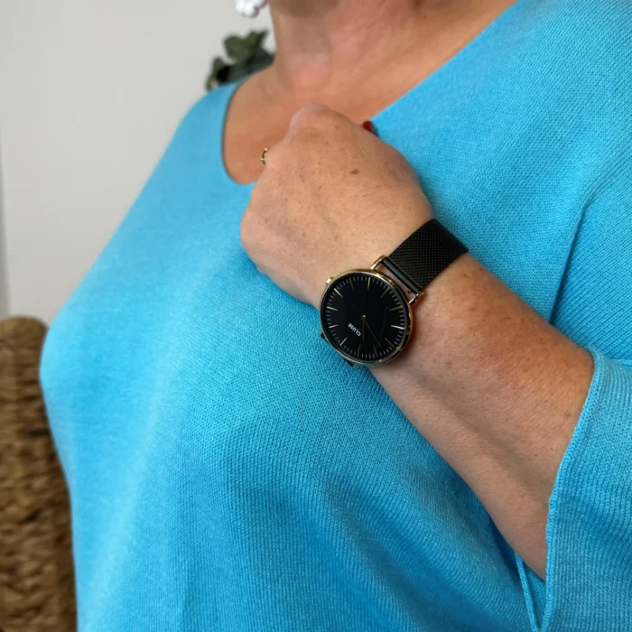 Pull femme manches chauve-souris « Jolies Formes » - bleu-turquoise - taille-unique-grande-taille
