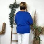 Pull femme manches chauve-souris « Jolies Formes » - bleu-royal - taille-unique-grande-taille