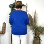 Pull femme manches chauve-souris « Jolies Formes » - bleu-royal - taille-unique-grande-taille