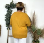 Pull femme manches chauve-souris « Jolies Formes » - moutarde - taille-unique-grande-taille