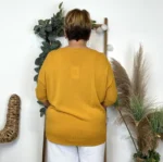 Pull femme manches chauve-souris « Jolies Formes » - moutarde - taille-unique-grande-taille