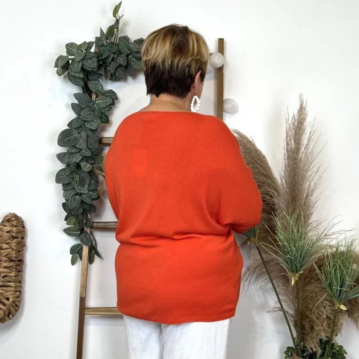 Pull femme manches chauve-souris « Jolies Formes » - orange - taille-unique-grande-taille