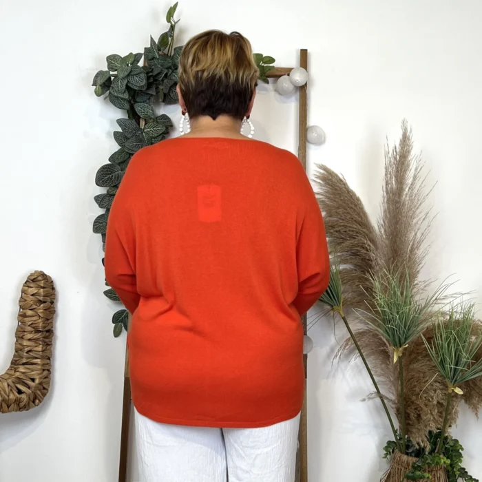 Pull femme manches chauve-souris « Jolies Formes » - orange - taille-unique-grande-taille