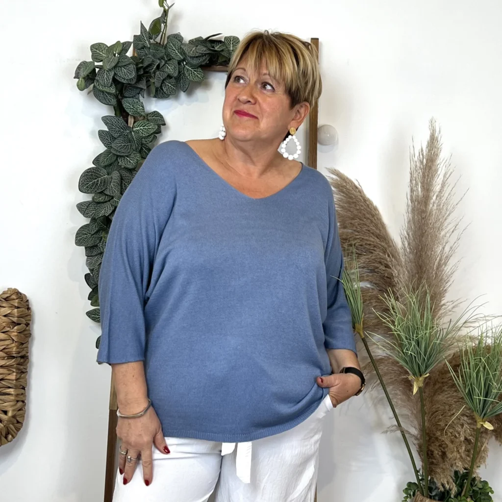 Zz050.- Pull léger Emporium (Gt) - bleu-jeans - taille-unique-grande-taille
