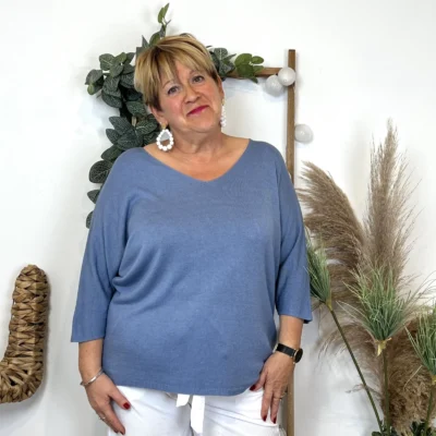 Z145.- Pull léger Emporium (Gt) - bleu-jeans - taille-unique-grande-taille