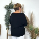 Pull femme manches chauve-souris « Jolies Formes » - noir - taille-unique-grande-taille