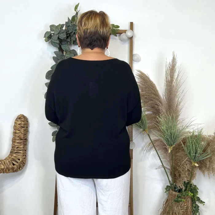 Pull femme manches chauve-souris « Jolies Formes » - noir - taille-unique-grande-taille
